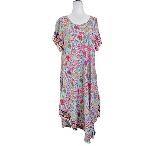 Made in Nepal  Silk floral Relaxed fit Midi dress